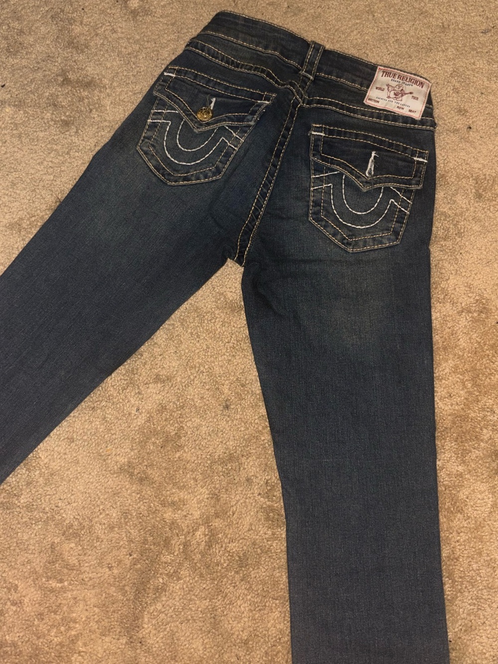 True Religion Dark Smoky Wash Women's Skinny Jeans - Blue Size 24 - Picture 2 of 7